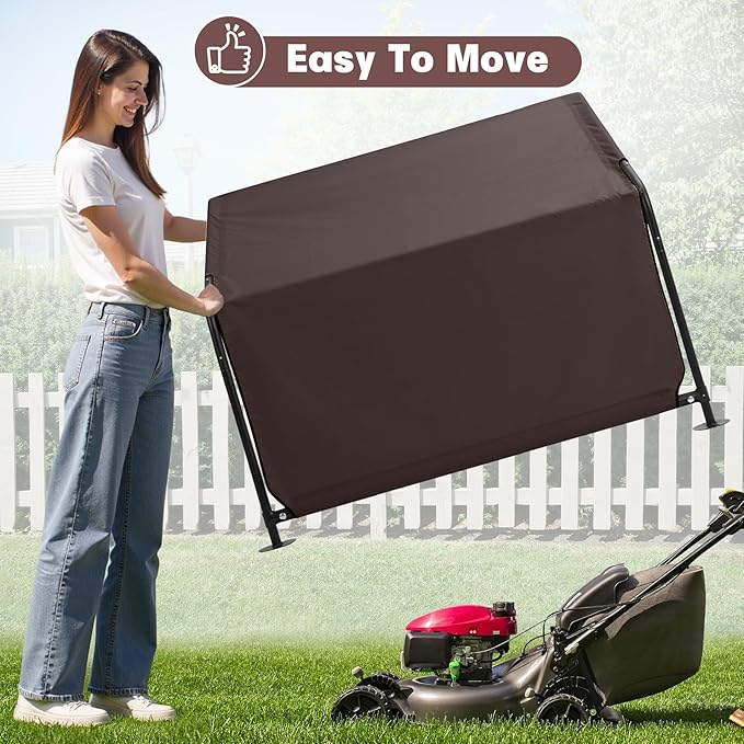 Dog Shade Shelter Outdoor 4'x4'x3' Tent for Large Medium Dogs, Outside Sun Rain Canopy Pet House for Livestock Pigs Cats with Waterproof Roof Ground Nails,Brown-PawvioPets