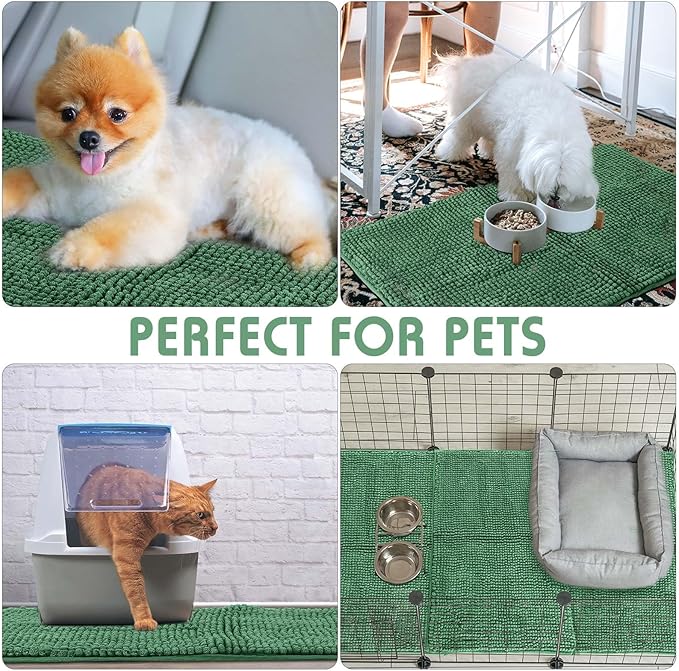 Amylove 4 Pcs Guinea Pig Cage Liner Guinea Pig Bedding Washable Fleece Pee Pads Reusable Small Animals Training Mat Small Animal Sleeping Bed for Bunny Hamster(Dark Green,16 x 24 Inch)-PawvioPets