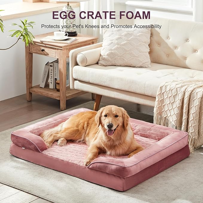 FURTIME Orthopedic Bed for Large Dogs, XL Washable Dog Beds Large Sized Dog, Comfy Supportive Foam Pet Couch Bed with Removable Washable Cover, Waterproof Extra Large Sofa Bed Foam and Nonskid Bottom-PawvioPets