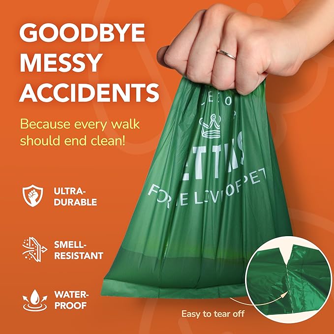 Biodegradable Dog Poop Bag - 90 Dog Waste Bags Total, Leakproof & Odor-Trapping, Durable Doggy Waste Bags – 6 Rolls (15 Pet Poop Bagі Per Roll), 13x9" Environment-friendly Potty Bags-PawvioPets