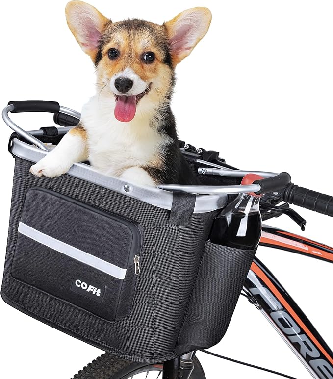 COFIT Detachable Bike Basket, Multi-Purpose Bicycle Handlebar Basket for Pet, Shopping, Commuter, Camping and Outdoor-PawvioPets