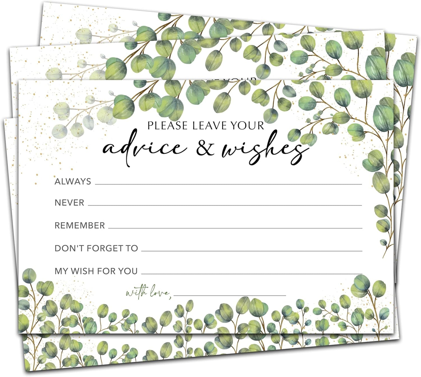 Advice And Wishes Cards (25pcs), Leaf Theme Advice Cards For Mr And Mrs, Bride And Groom, New Parents, Bridal Shower, Baby Shower, Engagement, Wedding, Bachelorette Party Games Decor -A02