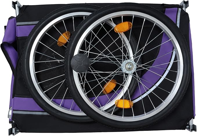 Blue-Grey Large Folding Bike Trailer for Dogs – Heavy-Duty Steel Frame, 66LB Capacity Pet Carrier for All-Terrain Cycling, Jogging & Camping Adventures!-PawvioPets