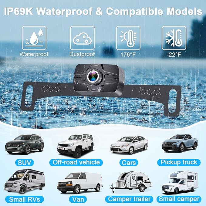 7-Inch Wireless Backup Camera for Truck - 2 Channel, DIY Grid Lines, HD 1080P, Night Vision, IP69K Waterproof, Backup Camera for Truck, Pickup, Trailer, Cars - Parking Safety & Towing Assistance-PawvioPets