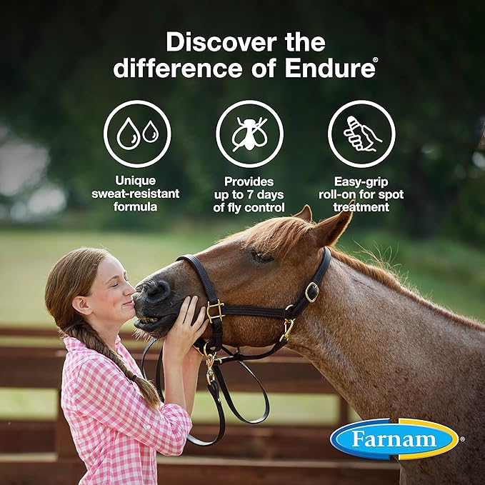 Farnam Endure Roll-On Fly Repellent for Horses, for Sensitive Areas, 3 Ounces-PawvioPets
