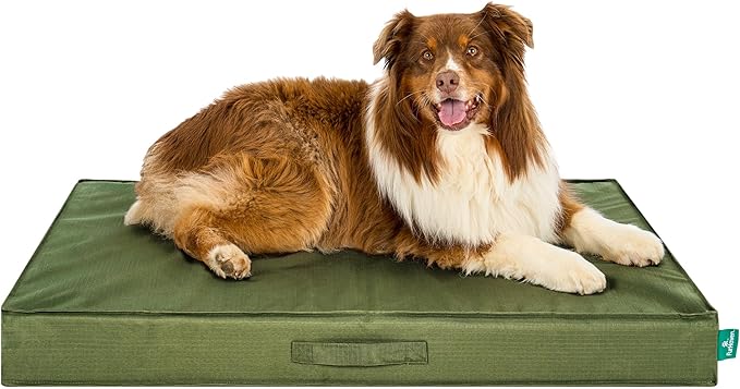 FurHaven Cooling Dog Bed – XL Foam Mattress for Joint Pain Relief, Waterproof Liner, Removable Washable Cover, Durable for Outdoor Use, Deluxe Grid Indoor/Outdoor Bed – Green, Jumbo-PawvioPets