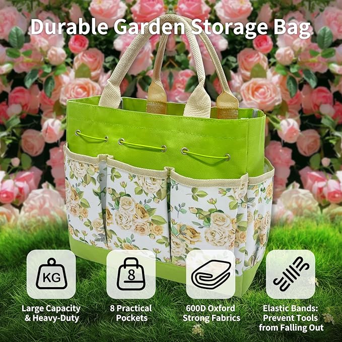 20-Piece Gardening Tools with Fashion and Durable Storage Bag - Heavy Duty Garden Tools Stainless Steel Rust-Proof Ergonomic Garden Tool Set - Ideal Gifts for Women and Men - Portable Gardening Kit-PawvioPets