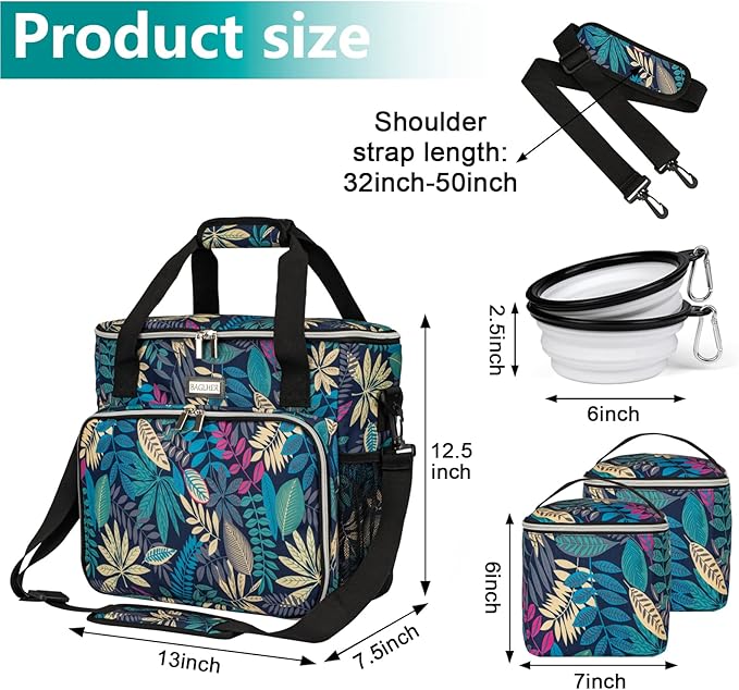 BAGLHER Dog Travel Bag, Pet Travel Bag (All Pet Travel Supplies), with 2 Pet Food Containers and 2 Collapsible Silicone Bowls; Essential Kits for Pet Travel Hawaii-PawvioPets