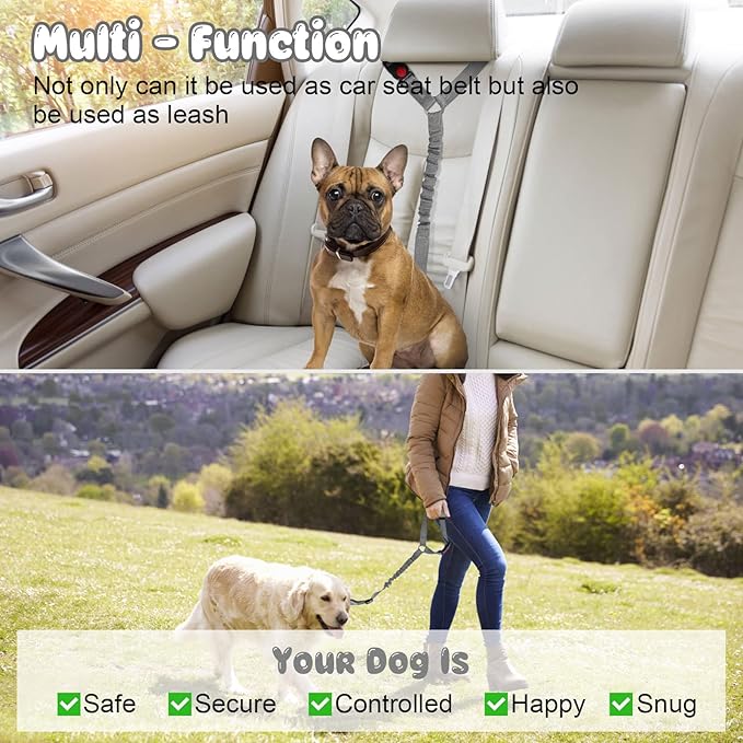 BWOGUE Pet Dog Cat Seat Belts, Car Headrest Restraint Adjustable Safety Leads Vehicle Seatbelt Harness (1 Pack)-PawvioPets