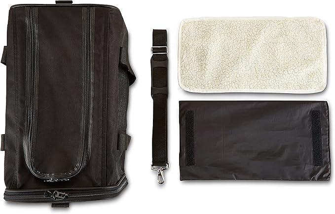 Amazon Basics Soft-Sided Mesh Pet Travel Carrier for Dog, Cat, up to 16 pounds, 16.5" L x 10.6" W x 11" H, Black-PawvioPets