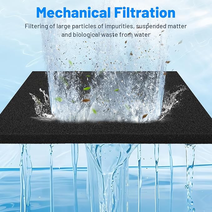 Aquarium Sponge Filter – Cut-to-Fit Filter Foam for Most Fish Tanks, Efficiently Traps Debris & Particles, Easy to Clean Prefilter Sponge for Aquarium, Dye-Free, 20x20x1 Inch, (50PPI)-PawvioPets