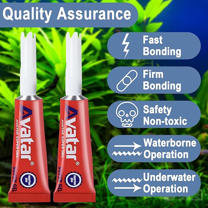 3 PCS Aquarium Glue, Aquarium Aquascape Aquatic Plants Coral Glue, Safety and Quick-Drying, Reef Glue Suitable for Aquatic Plants, Moss, Coral, Stones, Shells, Fresh Water and Salt Water All Can Be Us-PawvioPets