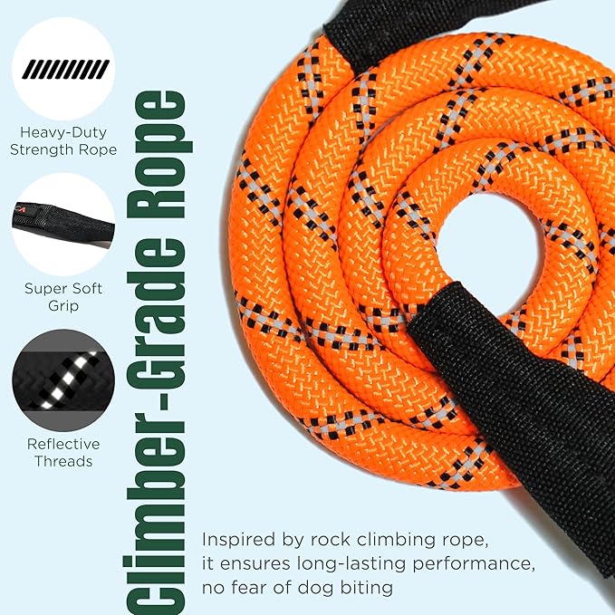 Dog Seat Belt for Car | Universal Dog Car Seatbelt | Durable Reflective Rope with Clip Hook Latch, Buckle and Carabiner- Safe and Secure Pet Safety Restraint (Orange)-PawvioPets