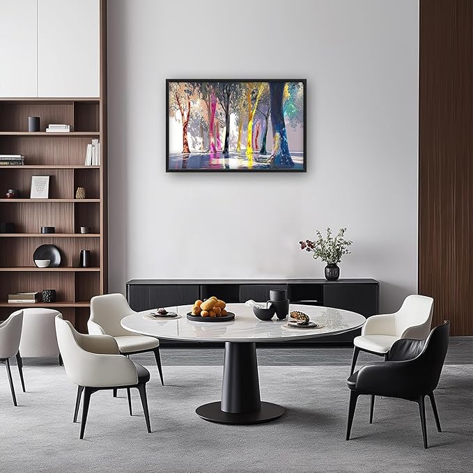 Framed Large Trees Wall Art for Living Room, Oversized Abstract Forest Wall Decor Colorful Nature Canvas Painting Modern Artwork Home Decoration for Living Room Bedroom Dining Room Office 36"x24"-PawvioPets