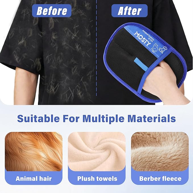 2Pcs Pet Hair Removal Glove,Double Sided Electrostatic, Reusable Cat & Dog Hair Remover Mitt for Furniture, Couch, Carpet, Car Seat, Quick Cleaning Grooming Glove-PawvioPets