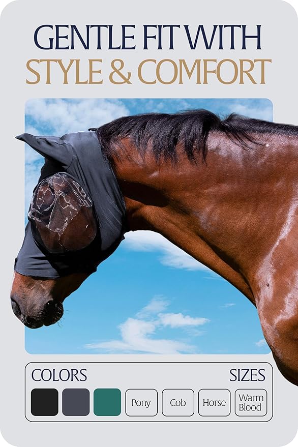 Equinavia Bug Out Fly Mask | Against Flies, Insects, UV Rays - Carbon Grey - Horse-PawvioPets