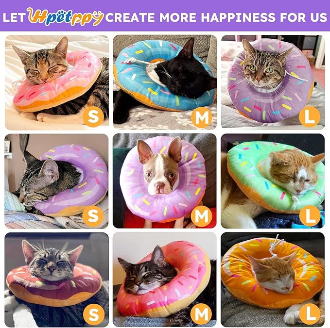 Cat Cone Collar Soft, Cat Recovery Collar for Wound Healing Cute Donut Adjustable Kittens Cones to Stop Licking Comfortable Lightweight Neck Elizabethan Collars for Cats Kittens After Surgery-PawvioPets