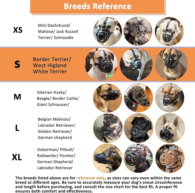 BARKLESS Dog Muzzle, Basket Muzzle for Biting, Chewing and Scavenging, Humane Cage Mouth Cover, Perfect for Grooming and Training Small Aggressive Reactive Dogs (S, Black)-PawvioPets