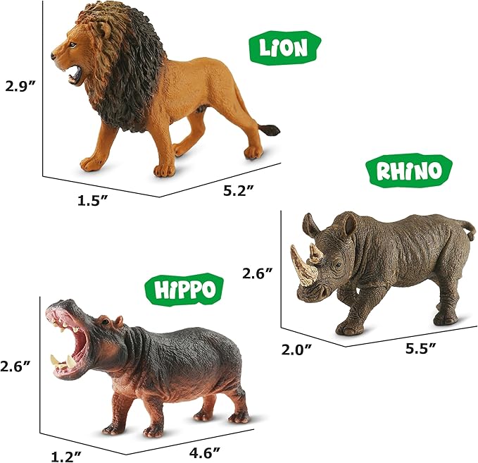 6PCS Safari Animal Figure Toys for Kids 3-5 Realistic Plastic Jungle Animal Figurines African Wildlife Learning Toys for Kids Boys Girls Toddlers-PawvioPets