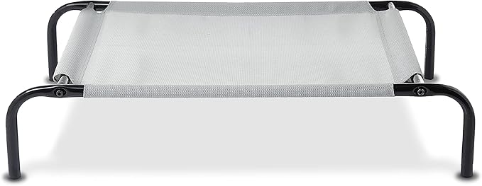 Amazon Basics Cooling Breathable Elevated Dog Bed with Metal Frame for Small Dogs, 36 x 22 x 7.5 Inch, Grey-PawvioPets