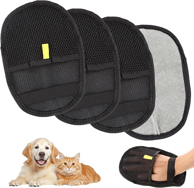 4 Pcs Pet Hair Remover Electrostatic Gloves, Upgrade Static Removal Gloves for Pet Hair, Reusable Multifunctional for Couch, Furniture, Carpet, Car Seat, Massage of Dogs and Cats-PawvioPets