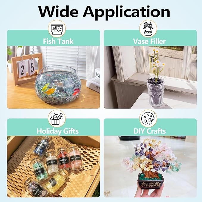 3 Lb Black Obsidian Crushed Stone Crystal Chips Bulk, Betta Fish Tank Gravel Rocks Irregular Shaped Marbles Pebbles for Aquarium, Vase Fillers, Succulent Plants Decor-PawvioPets