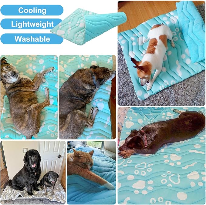 BEAUTYZOO Upgrade Dog Cooling Mat Extra Large, Reversible Self-Cooling Mat for Dogs, Thicken Pet Ice Cool Pad Blanket for Summer Kennel Sofa Bed Floor Car Seat, Machine Washable&Foldable, 48"x28"-PawvioPets