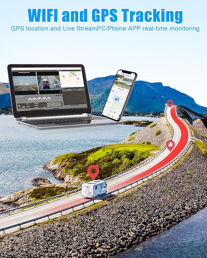 4CH 10.1 inch AI WiFi GPS RV Backup Camera Monitor System with Touch Screen and 4x1080P Waterproof Night Vision Cameras, Blind Spot Detection DVR Video Recorder for Truck Trailer Semi Camper Van Taxi-PawvioPets