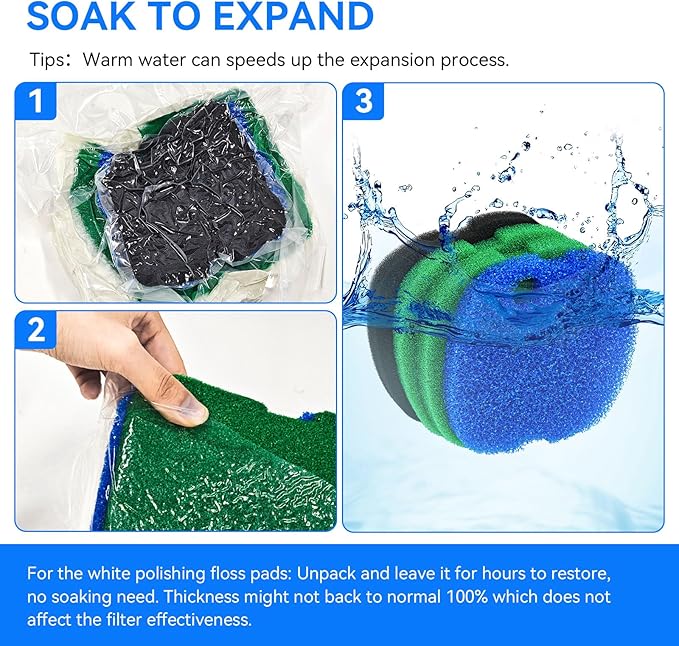 Canister Filter Pads Compatible with SUNSUN HW-302 /505A and Aqua top CF-300 Canisters Filters Sponges Replacement for Polar Aurora 265GPH Canister Filter for Aquarium Fish Tank and Turtle Tank -16PCS-PawvioPets