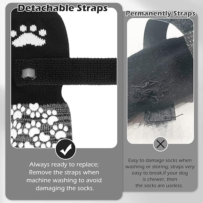 EXPAWLORER Anti Slip Dog Socks to Prevent Licking Paws, Shoes for Hot Pavement, Dog Booties for Small Medium Large Senior Dogs, Traction Control Boots & Paw Protectors for Hardwood Floors Black&Grey-PawvioPets