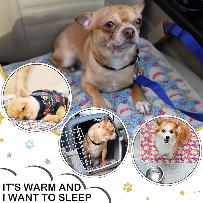 4 Pcs Waterproof Guinea Pig Blankets Washable Small Animal Fleece Bedding Absorbent Guinea Pig Cage Liners Reusable Pet Pee Pad Sleep Mat Pad Cover for Hamster Ferret (Moon Star Pattern,12 x 12 Inch)-PawvioPets