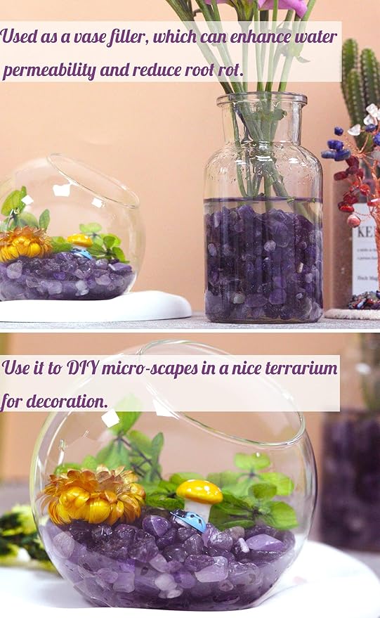 Amethyst Healing Crystal Chips Bulk Gemstones Sets Tumbled Chips Crushed Stones Crushed Crystals Natural Rocks for Fountain Rocks Decoration Reiki Energy Balancing Meditation Aquarium Gravel 0.44lb-PawvioPets