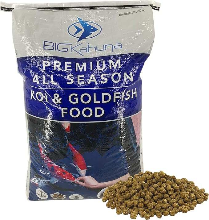 Big Kahuna Koi Fish Food- 45lbs Food – Made in The USA - Floating Pellets – 3/16" - 1/4" Pellet Size – 32% Protein Fish Food – Rich in Nutrients-PawvioPets