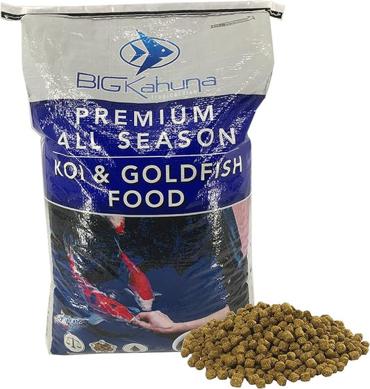 Big Kahuna Koi Fish Food- 45lbs Food – Made in The USA - Floating Pellets – 3/16" - 1/4" Pellet Size – 32% Protein Fish Food – Rich in Nutrients-PawvioPets