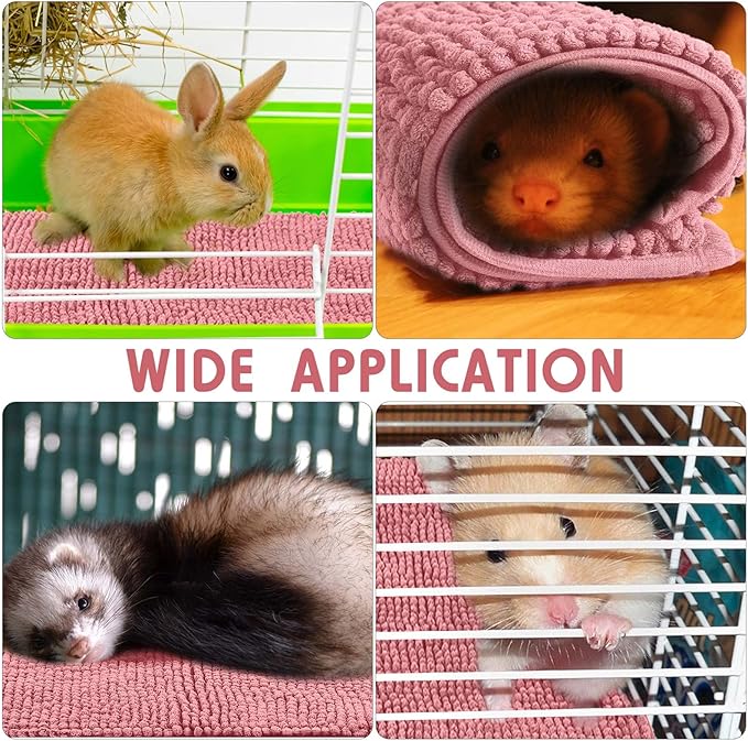 Amylove 4 Pcs Guinea Pig Cage Liner Guinea Pig Bedding Washable Fleece Pee Pads Reusable Small Animals Training Mat Small Animal Sleeping Bed for Bunny Hamster(Pink,16 x 24 Inch)-PawvioPets
