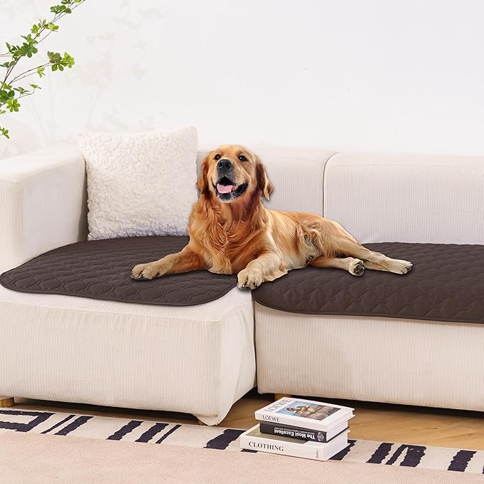 gogobunny 100% Double Sided Waterproof Dog Blanket Soft Pet Bed Cover Reversible Protect Furniture Couch Sofa Car for Puppy Large Dog Cat (Dark Coffee/Light Coffee, 32x53 Inch (Pack of 1))-PawvioPets