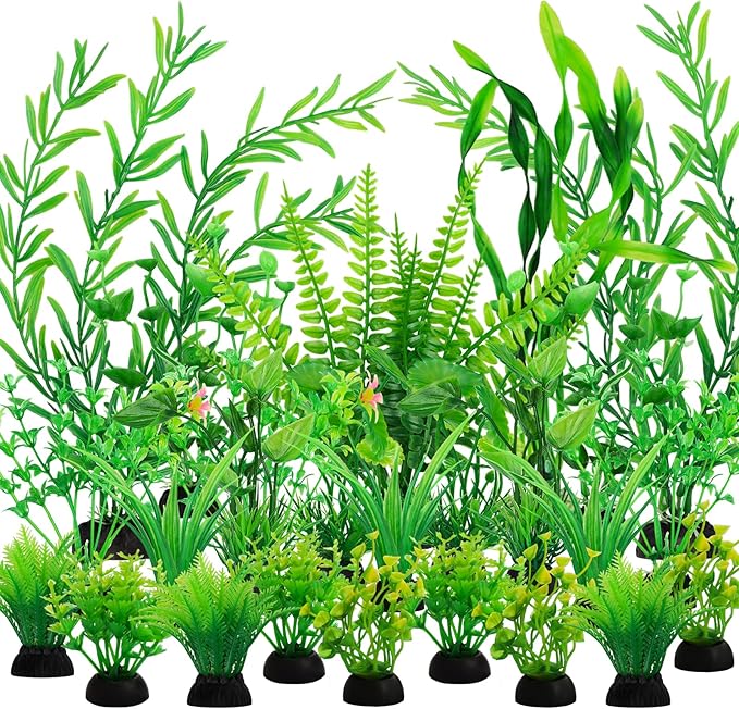Aquarium Decorations - 25pcs Green Plants for Fish Tank, Plastic Decor Accessories-PawvioPets