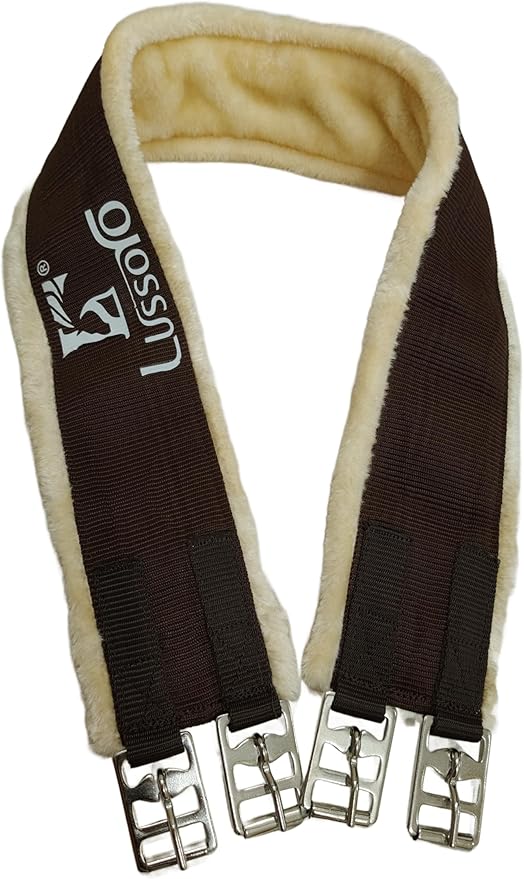 English Girth for Horse English Girth with Fleece Lightweight Horse Girth for English Saddle Size 42 (Brown)-PawvioPets