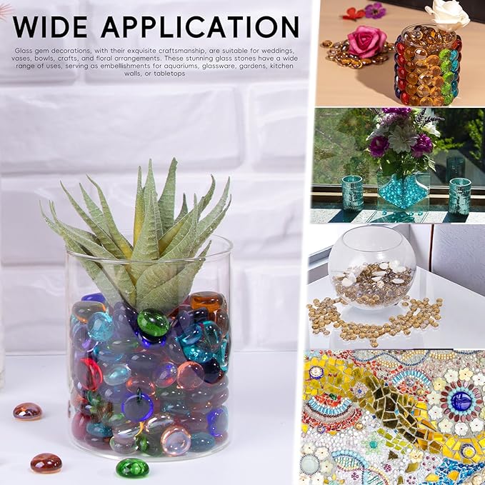 5 LB Mix Color Glass Beads, Mini Flat Glass Marbles~750PCS for Vases, Floral Bottom Mancala Gems Pebbles Fish Tank Rocks for Table Scatter Aquarium,Vase Fillers,Home Decorative Art Craft(0.5"~0.7")-PawvioPets