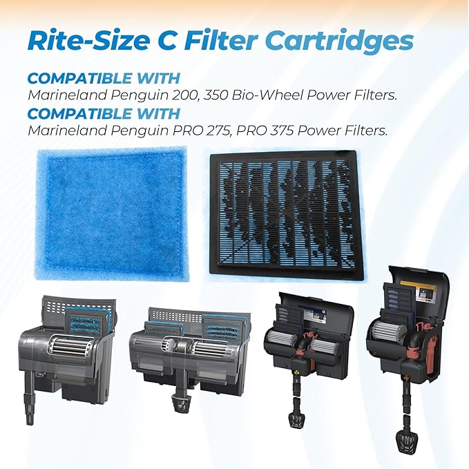 ANTOBLE 12 Pack Rite-Size C Filter Cartridges Fish Tank Aquarium Filters Compatible with Marineland Penguin 200 350 PRO 275 375 Bio-Wheel Power Filters-PawvioPets