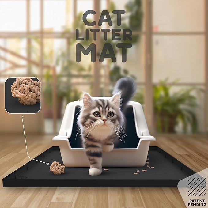 32x24x1” XL Dog Food Mat - All Purpose Under Sink Liner, Washer and Dryer Covers for The Top, Silicone Griddle Mat for Blackstone - Raised Edges Dog Mat for Food and Water Prevent Spill, Waterproof-PawvioPets