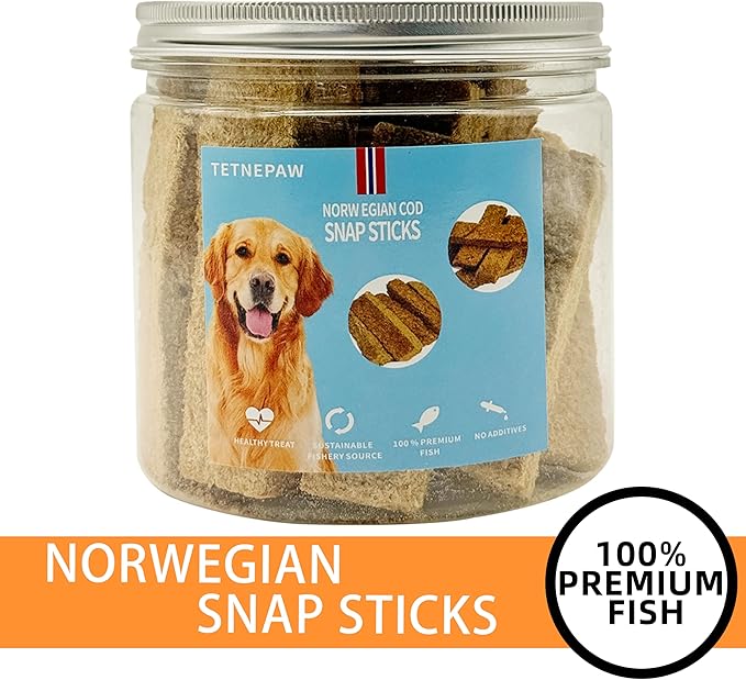 Dog Fish Treats Cod Made with Premium Natural Norwegian 100% Real Cod Fish Bones & Meat Healthy Crunchy Biscuits for Dogs High Protein Grain-Free All-Natural Pet Snack-PawvioPets