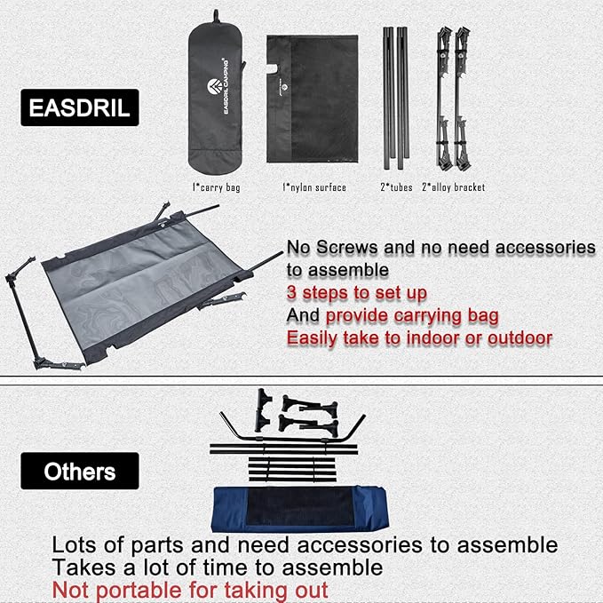 Folding Elevated Dog Bed – Portable Collapsible Raised Dog Cots Cooling Pet Bed with Aluminum Frame, Lever Locking System, Breathable Mesh for Camping, Beach, Lawn, Travel-PawvioPets