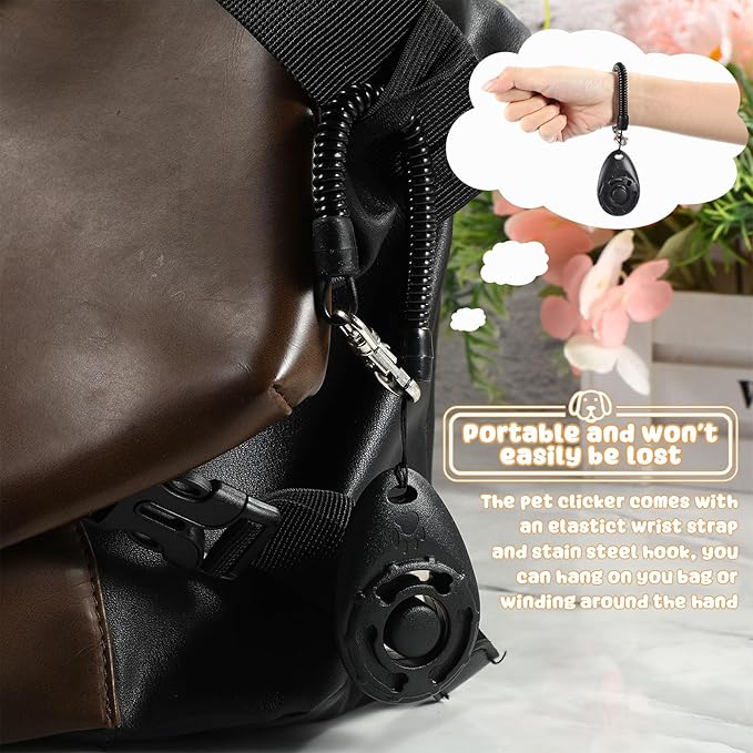 Frienda 18 Pieces Dog Training Clicker, Pet Behavioral Training Clickers with Wrist Strap for Dogs Cats Puppy Birds Horses(Black)-PawvioPets
