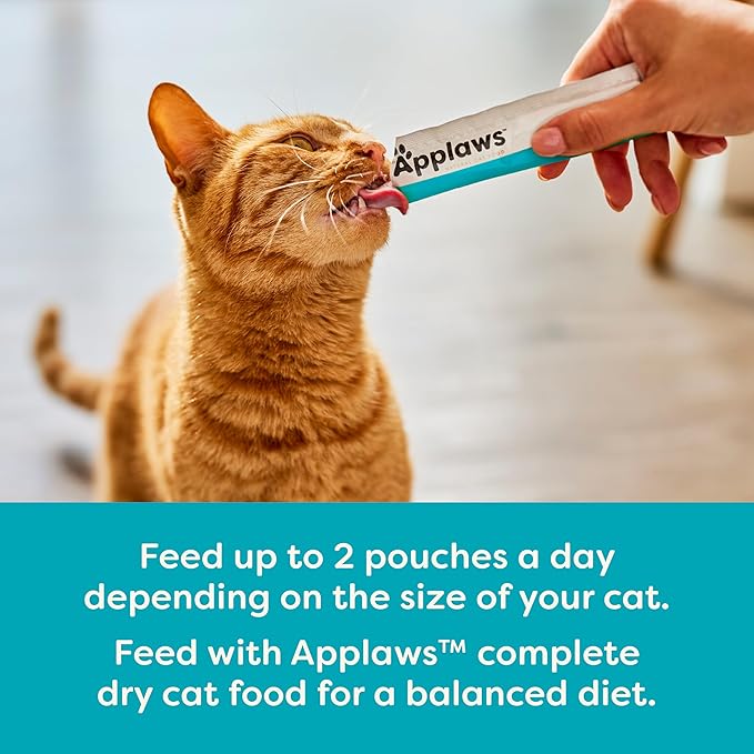 Applaws Lickable Cat Treats, Natural Grain-Free Purée, Limited Ingredient, Tuna Squeeze Up Cat Treats (60 x 0.5 oz Sachets)-PawvioPets
