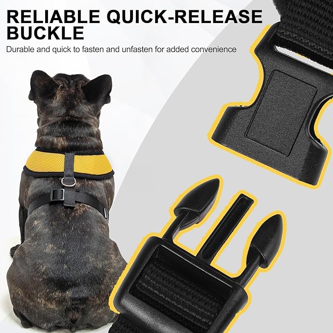 BINGPET No Pull Dog Harness,Soft Mesh Breathable All Weather Vest Harness,Safety Protection Design Durable Adjustable Step-in Easy Walk Dog Harness for Small Medium Large Dogs(Yellow,L)-PawvioPets