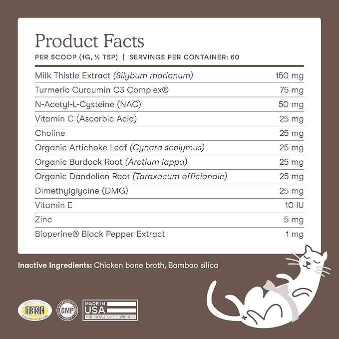 Fera Pets Liver Supplement for Dogs & Cats with Milk Thistle, Choline & Turmeric - Organic Botanicals - Enhances Liver Function, Immunity, Detoxification, & Metabolic Function - Powder - 60 Scoops-PawvioPets