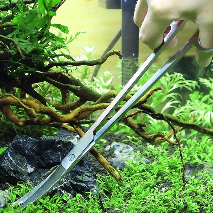 3 in 1 Aquarium Aquascape Tools Kit Long Stainless Steel Aquarium Tank Aquatic Plant Tweezers Scissors Tools-PawvioPets