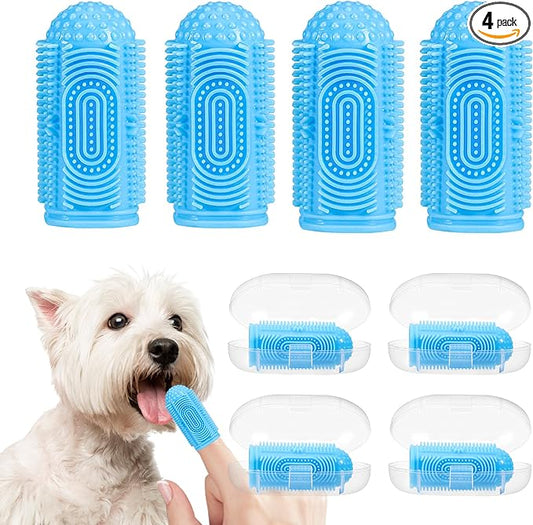 Dog Tooth Brushing Kit Dog Toothbrush 4 Pack Dogs Finger Toothbrush for Dogs Teeth Cleaning & Dental Care,Dogss Tooth Brush Puppy Tooth Brushing-PawvioPets