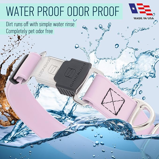 Dogline Biothane Waterproof Dog Collar with Herm Sprenger Stainless Steel Quick Release Buckle – Heavy Duty Tactical Durable Collar for Dogs – Comfortable and Safe Pet Collar, W 1" L 15-25", Pastel-PawvioPets